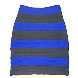 Express Bandage Bodycon Blue and Black Striped Party Skirt